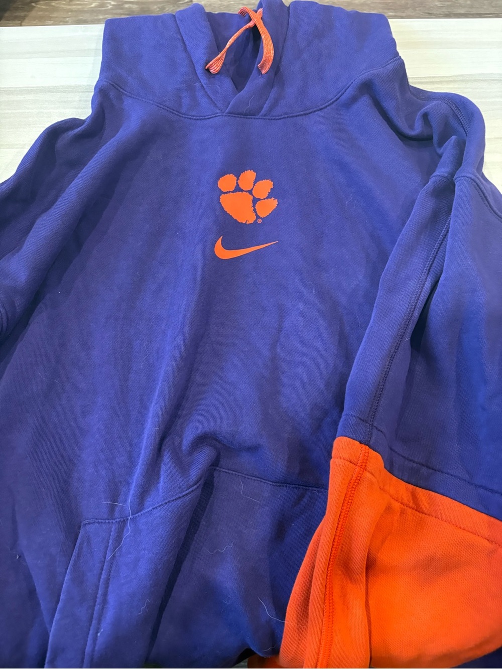 Clemson University purple and orange hoodie